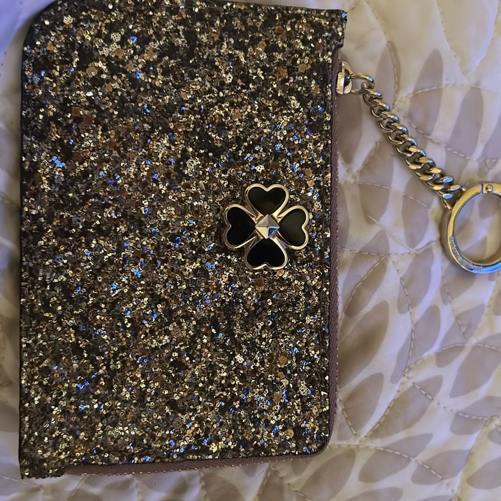 New without tag, Kate Spade Gold Sparkling and Credit Card keychain with zipper
